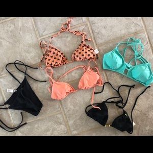 4 bikini tops and 1 bikini bottom
